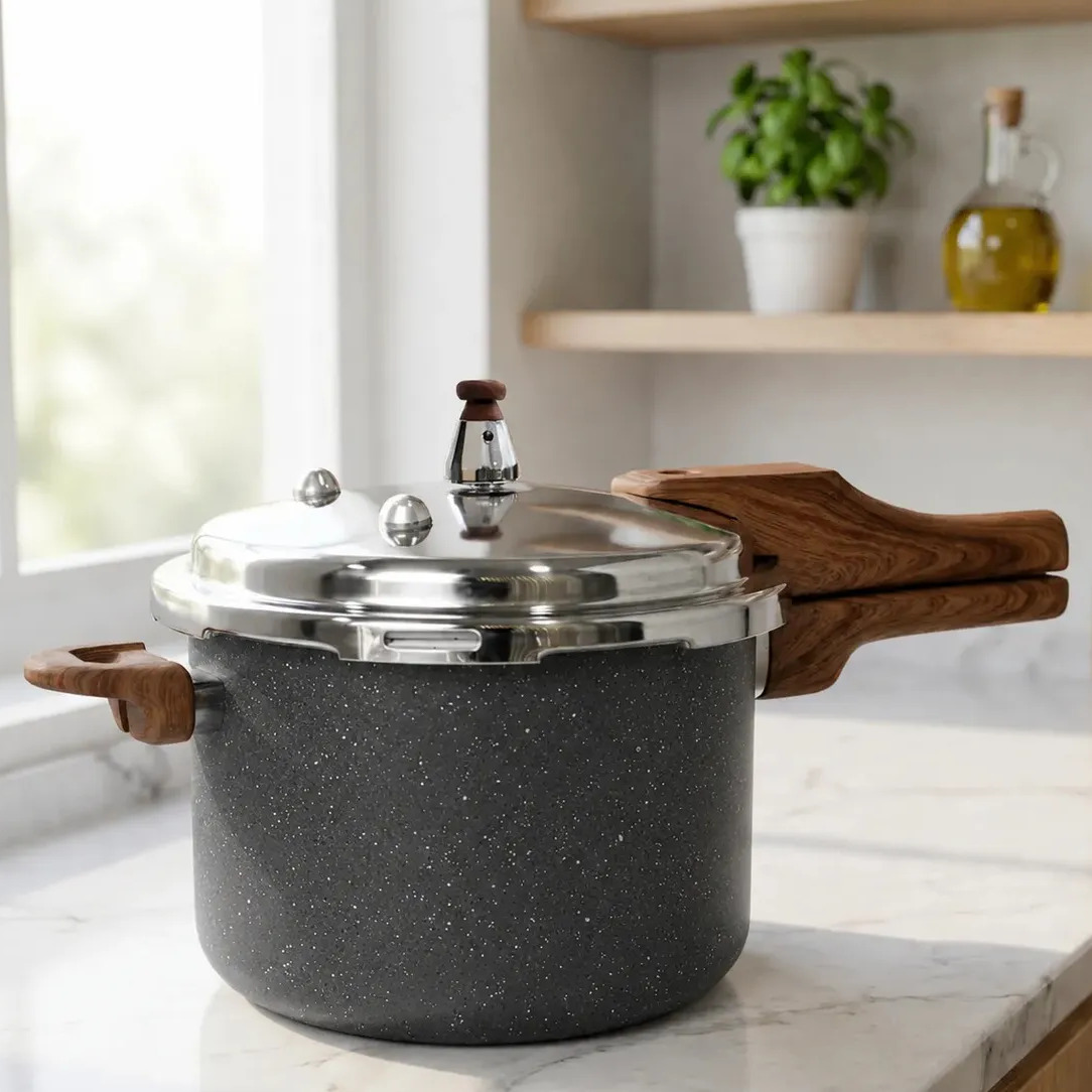Panela Pressão 4,2l Indução Cerâmica 4 Válvulas Segurança Cor Granito Panela Pressão 4,2l Indução Cerâmica 4 Válvulas Segurança Cor Granito
