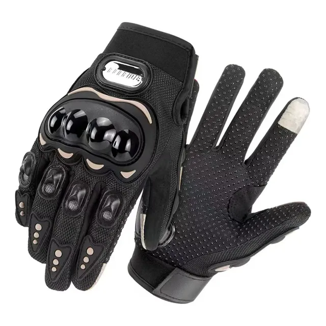 Guantes Protectores Para Moto Dedo Completo Y Táctil Negro Negro L