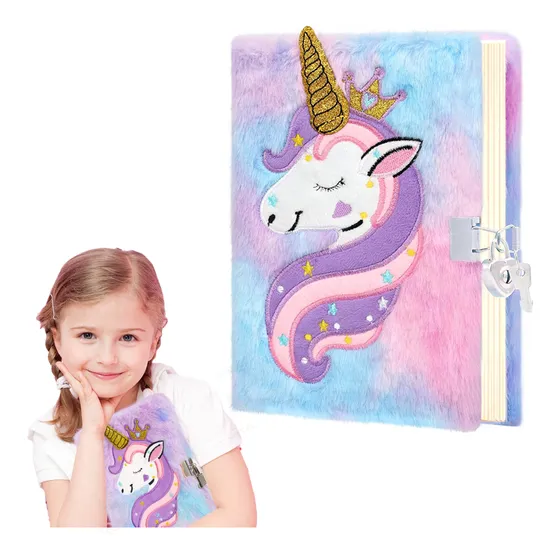 Libreta De Peluche Con Candado Unicornio,libretas Pequeñas