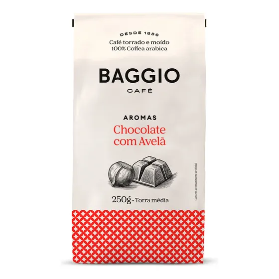 Café Gourmet Torrado/moido 100% Árabica Aromas Baggio 250gr Aroma Chocolate Com Avelã