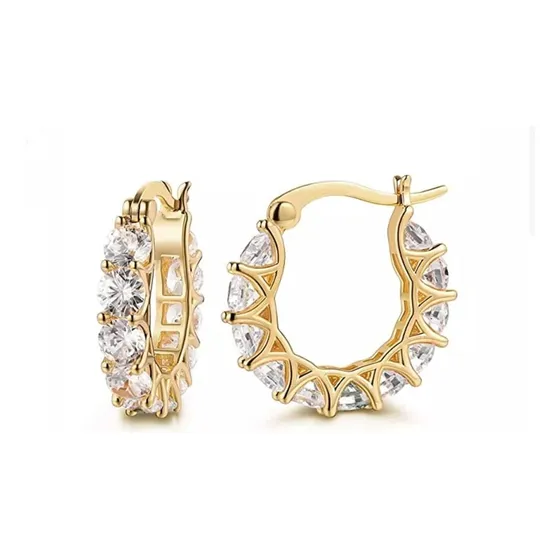 Pendientes De Aro Acero Inoxidable Para Mujer Con Cristales 