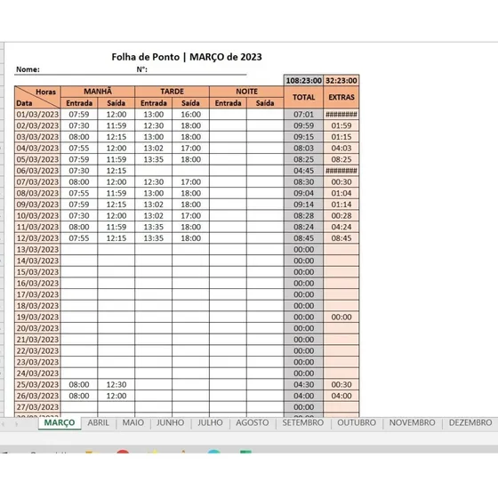 Planilha Excel Banco De Horas E Horas Extras