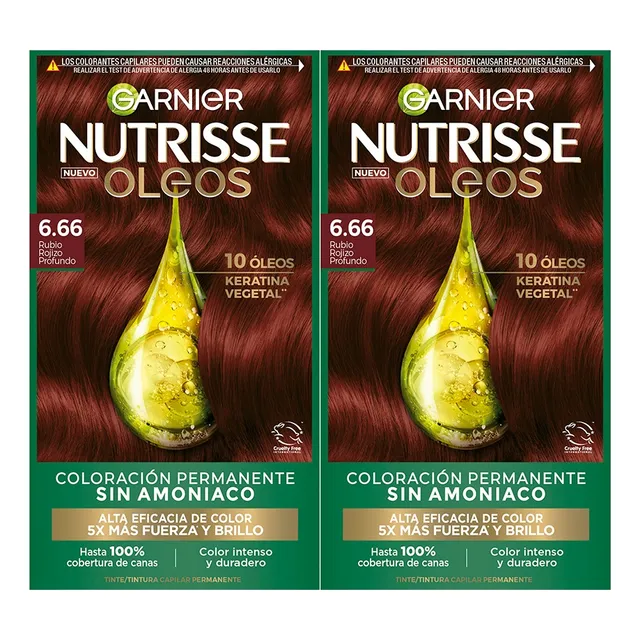 Tinte Garnier Óleos Nutrisse Óleos tono rubio rojizo profundo 6.66 60Vol. para cabello