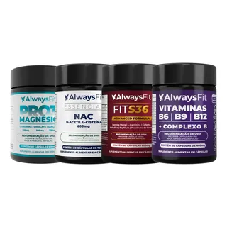 Kit Pro Saúde Alwaysfit | Pro3magnesio + Nac + Complexo B + Fits36 | 4 Suplementos
