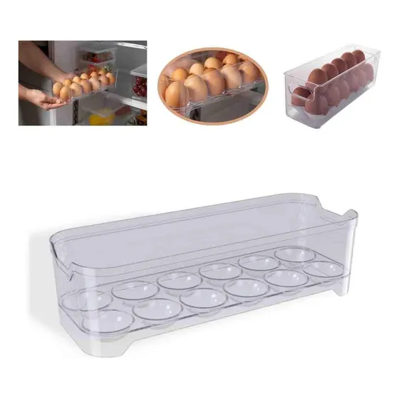 Organizador de nevera apilable de acrílico Uz con soporte para huevos