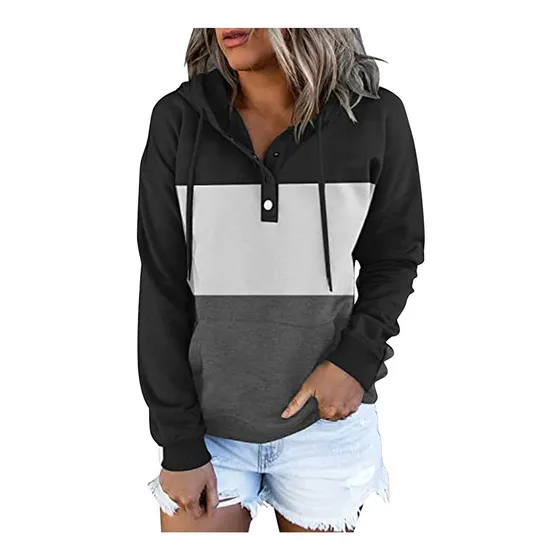 Sudadera Capucha Para Dama Casual Botone Manga Larga A44