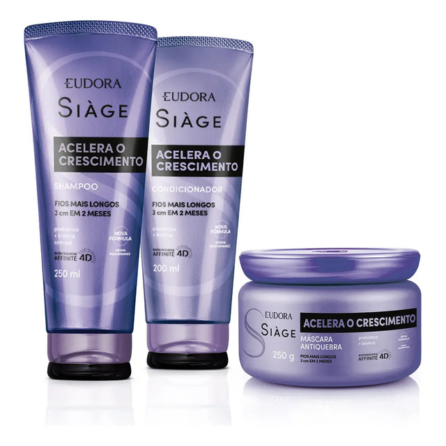Kit Siàge Acelera O Crescimento: Shampoo 250ml + Máscara Capilar 250g + Condicionador 2... Kit Siàge Acelera O Crescimento: Shampoo 250ml + Máscara Capilar 250g + Condicionador 2...