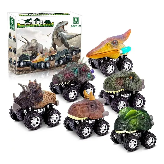 Set De 6 Autos Dinosaurios, Friccion Bestoys