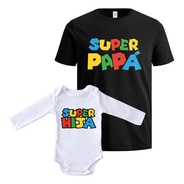 Camiseta Dia Del Padre + Body Super Papá Super Hija Detalles