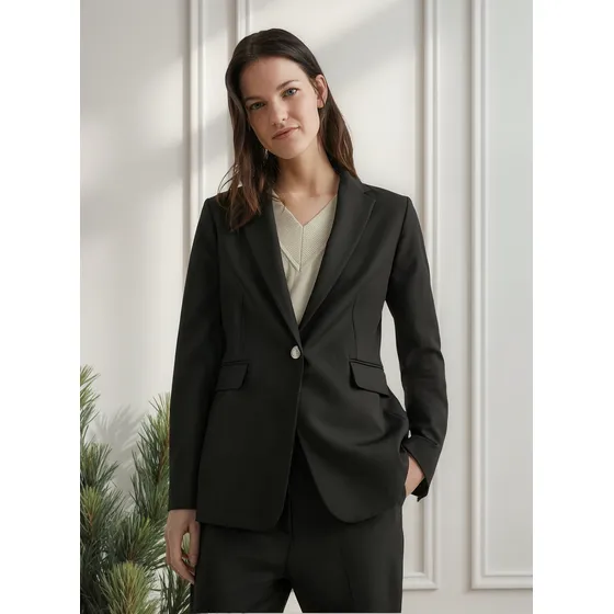 Americana De Traje Con Botonadura Sencilla Mujer Negro Tommy Hilfiger