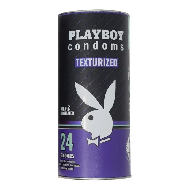 24 Condones Playboy Texturizados, Extra Lubricados