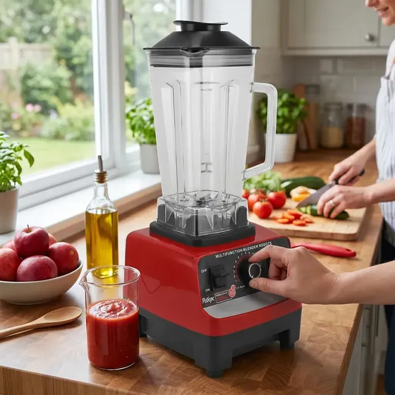 Licuadora Profesional para Cocina con 4500W y Vaso de 2L Plástico en Rojo