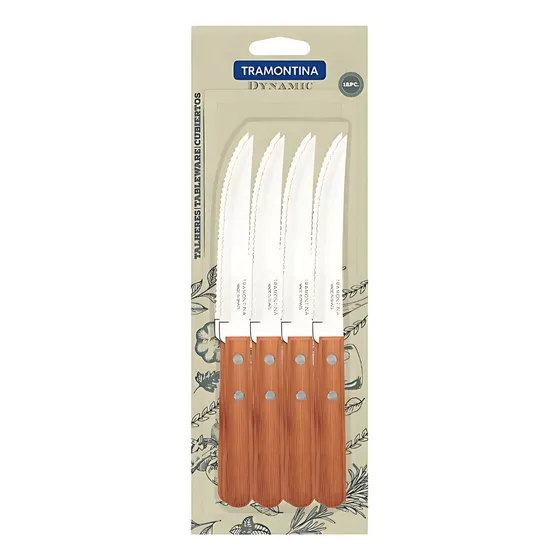 Set 12 Cuchillos Sierra Linea Tradicional Madera Tramontina