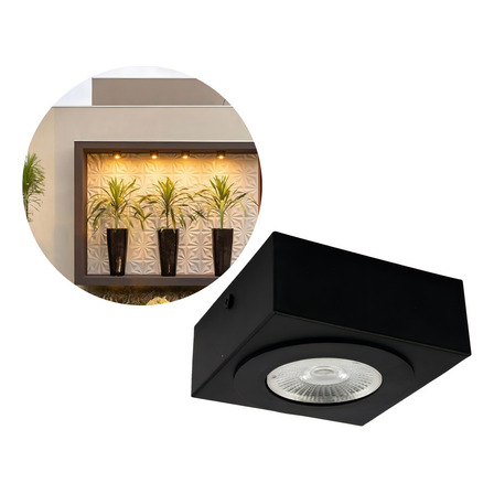 Spot Sobrepor Slim Teto Beiral 5w Preto Externo Interno Estrutura Preto Led Quente Spot Sobrepor Slim Teto Beiral 5w Preto Externo Interno Estrutura Preto Led Quente