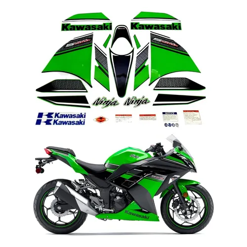 Kit Adesivo Para Kawasaki Ninja 300 Zx-3r 15965 Cor PRETO/CINZA