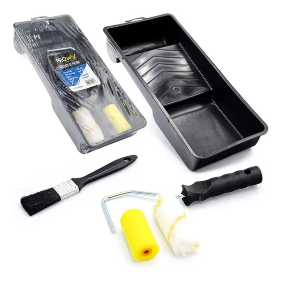 Kit Bandeja Con Brocha Mini Rodillo De 4 Pulgadas Pro Paint