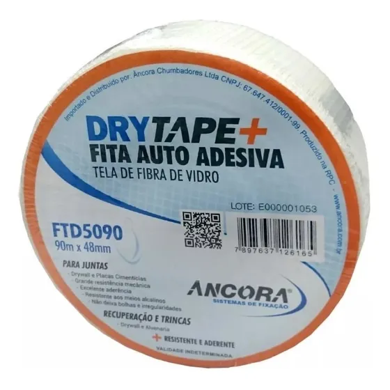 Fita Telada Drywall Trincas Parede Gesso 48 X 90m Ancora
