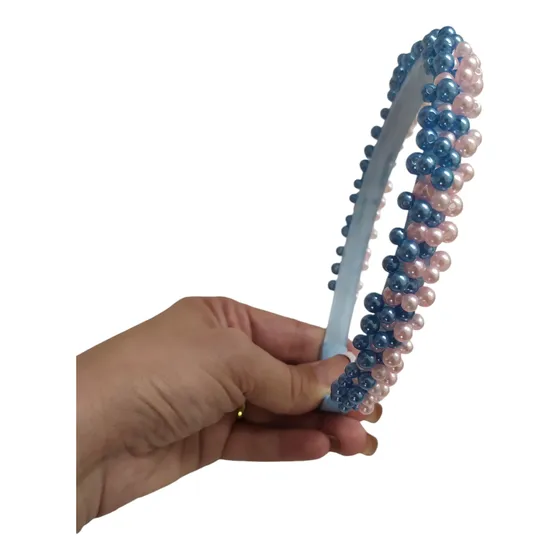 Tiara Chá Revelação Pérola Delicada Azul E Rosa Feminina