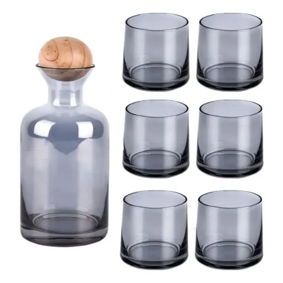 Set De Jarra Para Agua O Licor Con Tapon Y Vasos