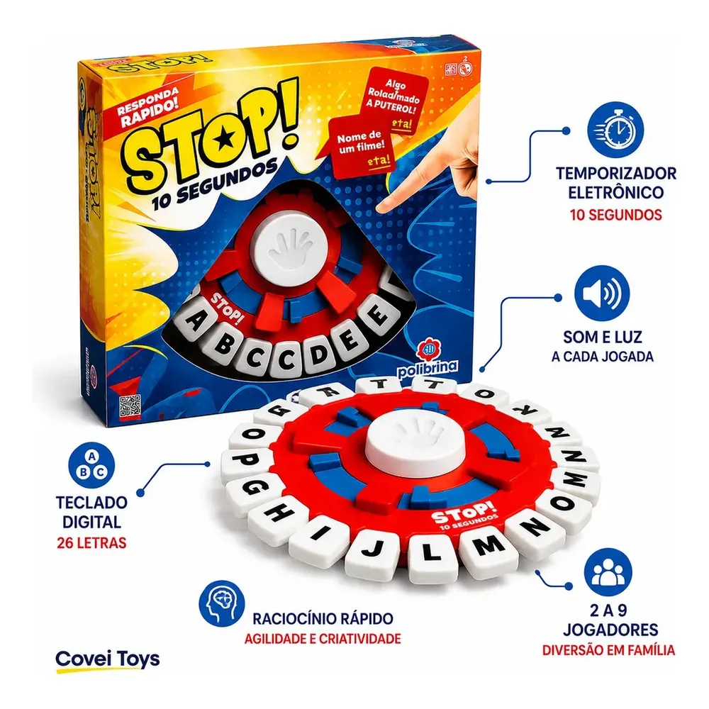 Jogo Stop 3.0 Eletrônico Educativo para Família Com Teclado Digital em Português — Oferta Verificada