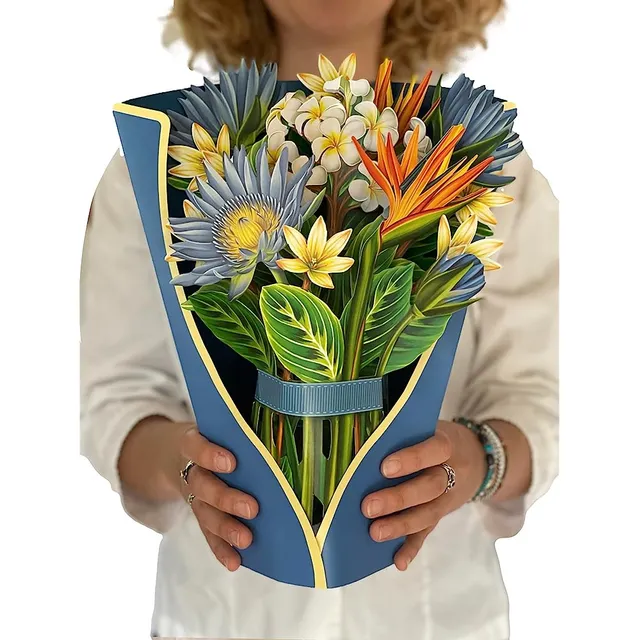 Freshcut Paper Pop Up Cards, Tropical Bloom, 12 Inch Life Si