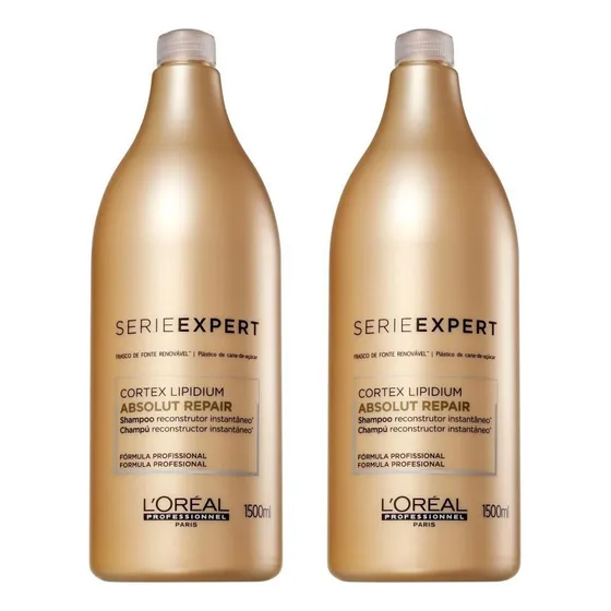 Kit 2 Shampoo Loreal Absolut Repair Cortex Lipidium 1500ml