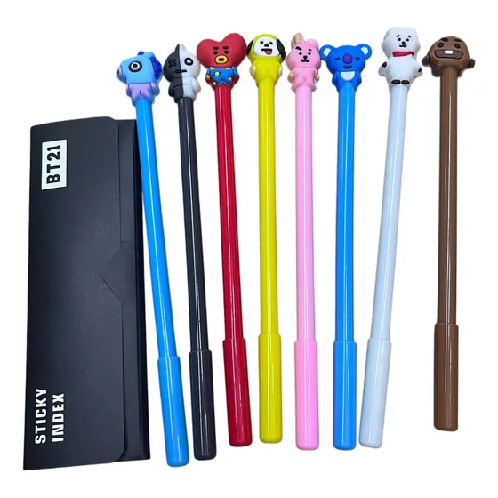 Kit De Plumas De Colores Con Planilla De Stick De Bt21