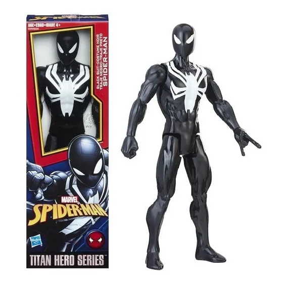 Spider Man Hombre Araña Traje Negro Titan Hero Hasbro