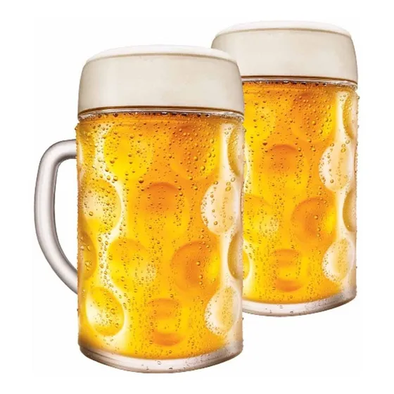 Caneca Chopp Vidro Caneca Cerveja Alemã Masskrug 1 Litro 2pc