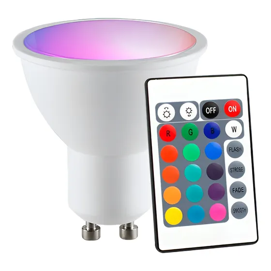 Lampara Led Rgb 5w Gu10 Con Control Remoto Cambia De Color