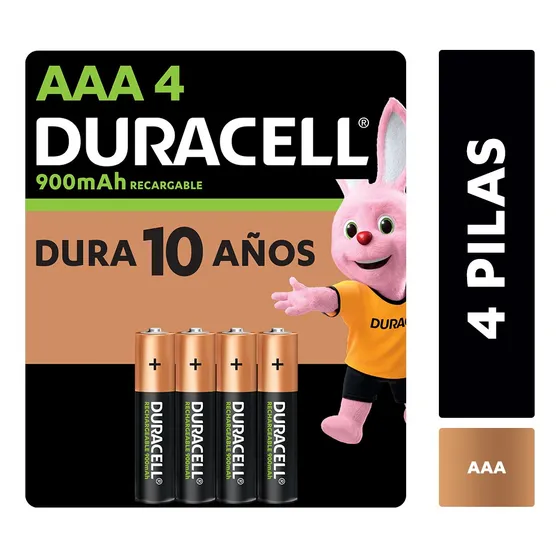 Pila Recargable Duracell Tamaño Aaa 4 Unidades 900 Mah
