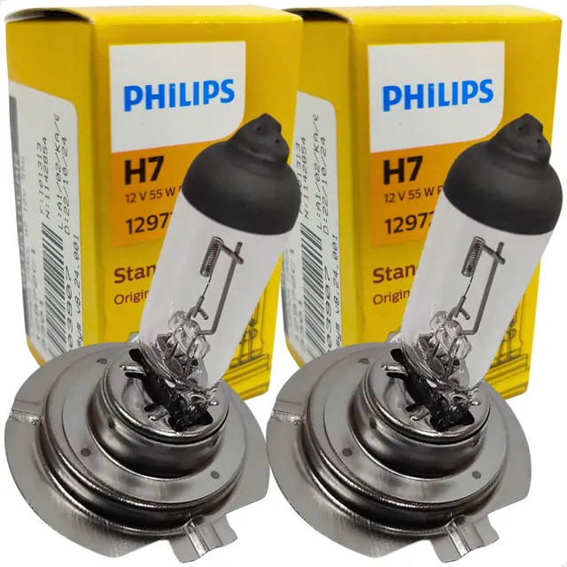 Par Lâmpada Farol H7 12v 55w Halógena Automotiva Philips