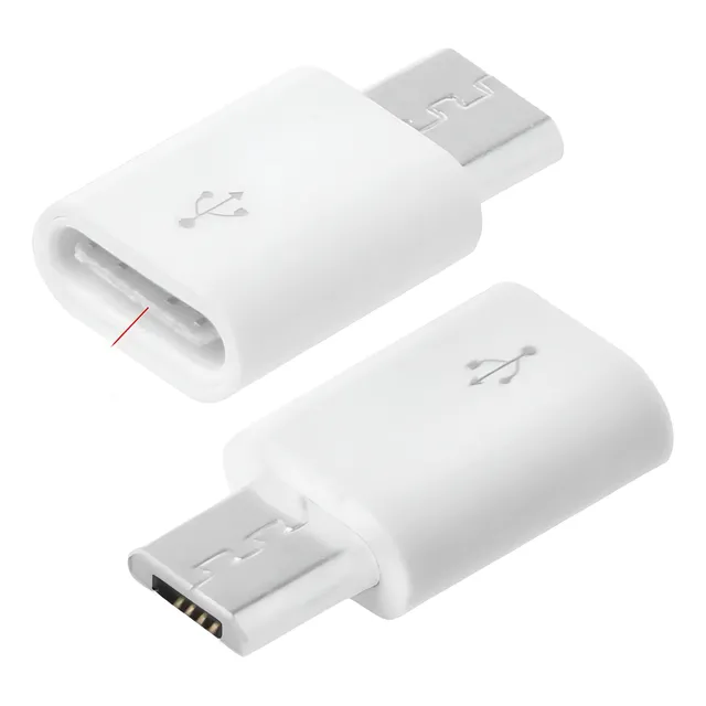 Adaptador Genérico Micro Usb V8 A Tipo C Blanco