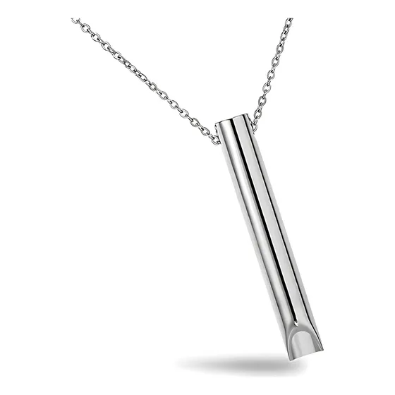 Collar Silbato Calmador De Ansiedades Y Para Dejar De Fumar Plateado