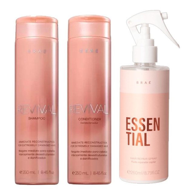 Braé Revival Kit Shampoo E Condicionador + Spray Essential Braé Revival Kit Shampoo E Condicionador + Spray Essential