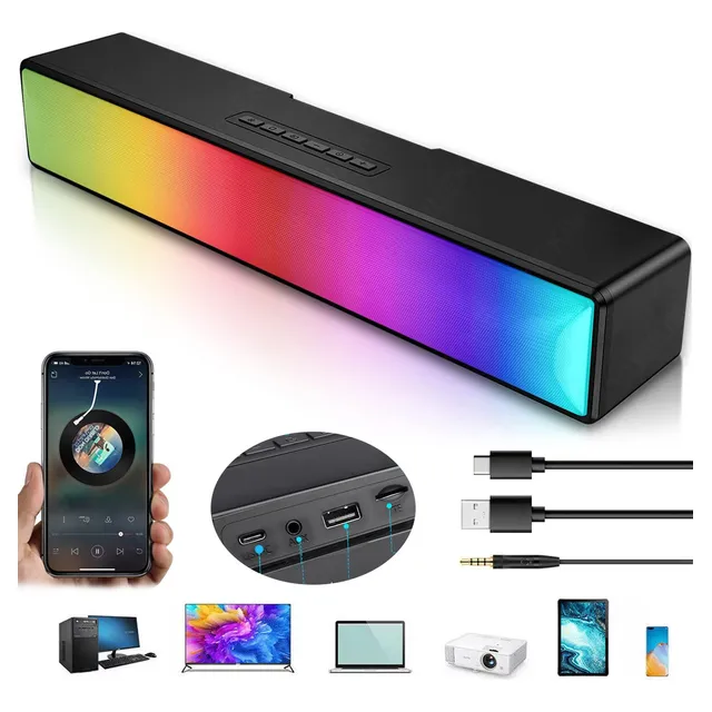 Bluetooth Rgb Bocina TRN Para Pc Tv Laptop Gamer Usb Bocina