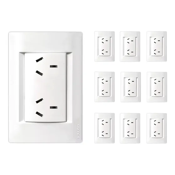 Llave De Luz Armada Kalop Civil Toma Doble Blanco | Pack X10