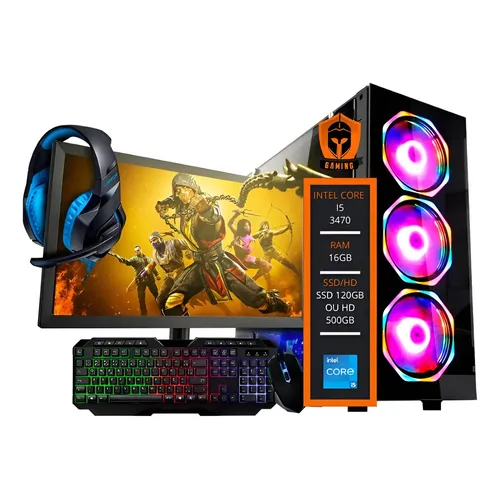 Pc Gamer Brx I7 8gb Ssd 240gb Vga 4gb Win10 Monitor + Combo 8 Gb
