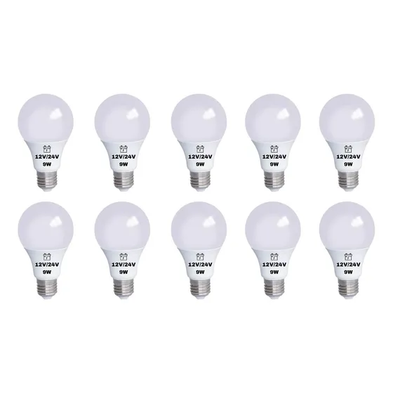 Kit C/10 Lâmpadas Led Nacional Bulbo 9w 12v/24v Branco