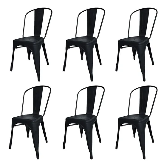 Silla de comedor DeSillas Tolix con estructura color negro mate x 6 unidades