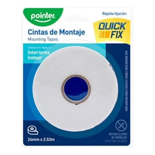 Cinta Doble Faz Blanca De Montaje Doble Cara Pointer 2.53m