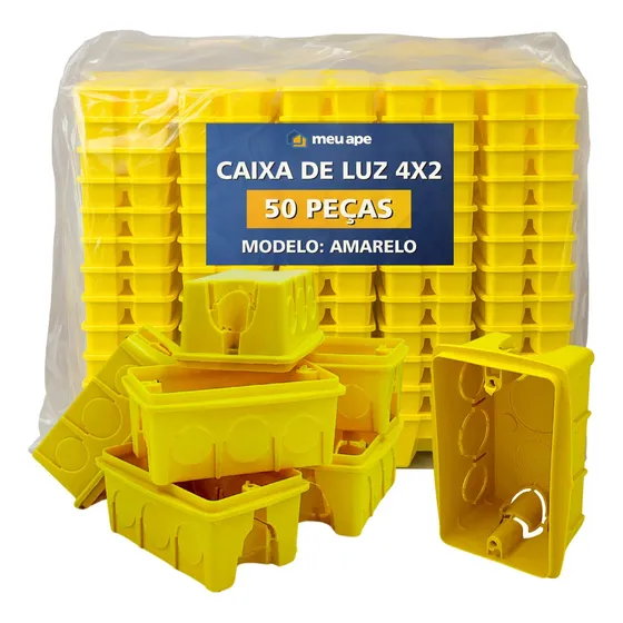Meu Ape Store Reforçada 4x2 caixa de luz amarela 50 unidades