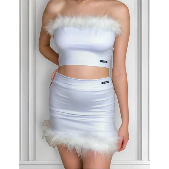 Top Faixa Cropped Baddie Y2k Peluciado Pelinho Várias Cores