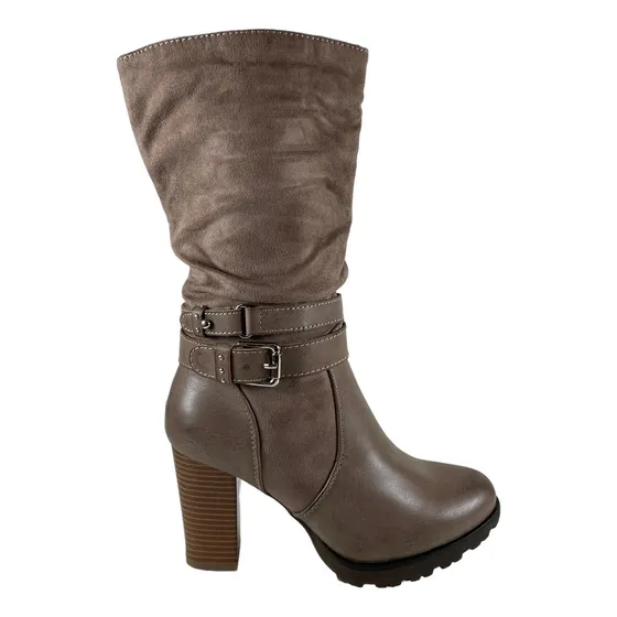 Botin Mujer Via Uno Color Taupe Forro Textil Liquidacion