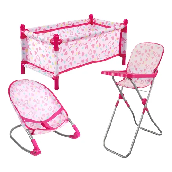 Set De Muñecas 3 En 1 Cuna Mecedora Silla Explorer Fan 4990