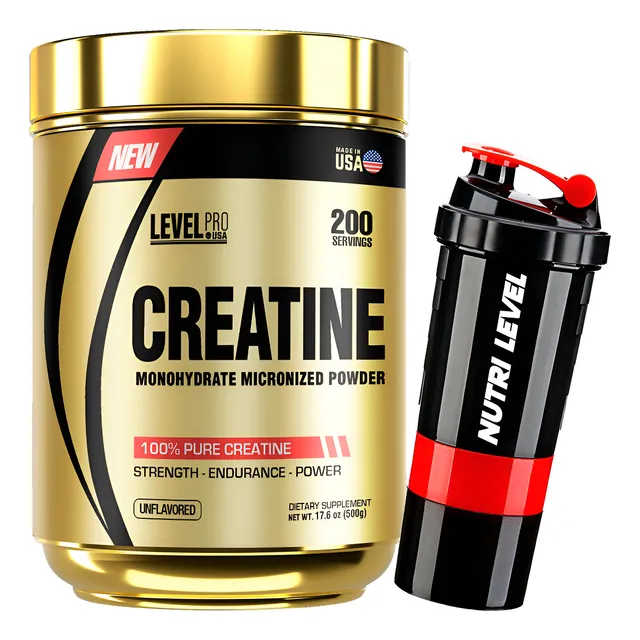 Creatina Creatine Monohidratada Micronizada 500g - Level Pro Sabor Natural