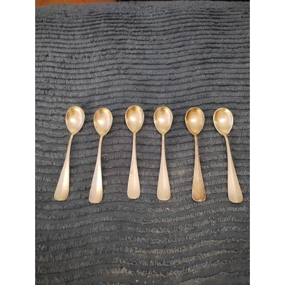 Antiguas 6 Cucharitas P/café En Metal Blanco Wmf I/o 