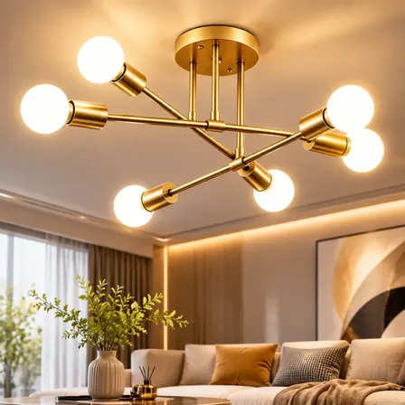 Lustre Luminária Teto Moderno Para Sala De Jantar Dourado 110v - 220v Dourado