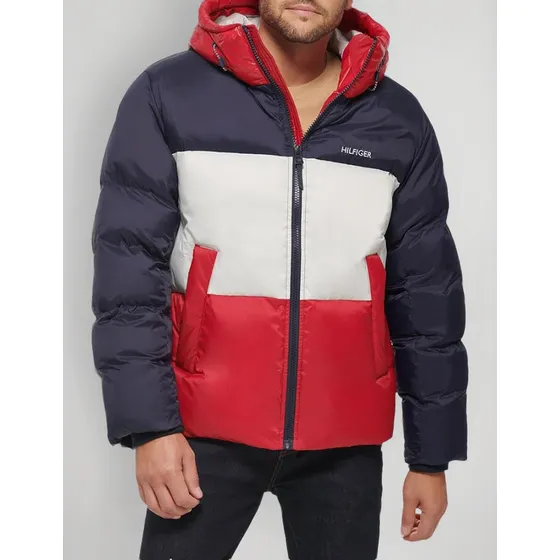 Casaca Tommy Hilfiger Relaxed Puffer - Azul/blanco/rojo