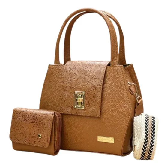 Bolso Marrón De Dama 100% Cuero